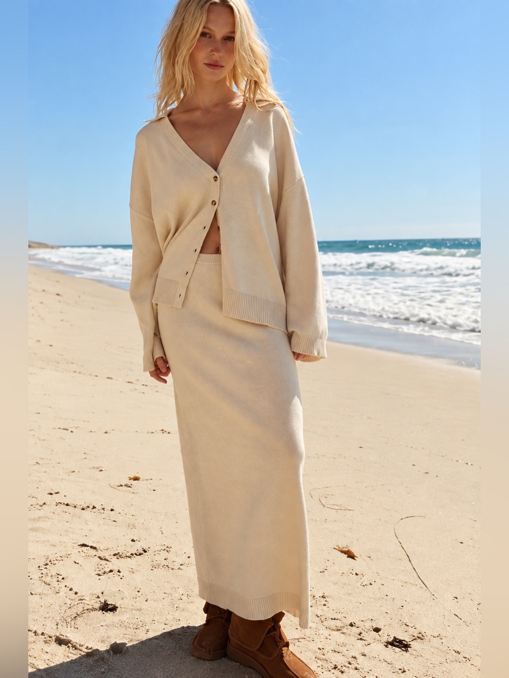 NWT Free People Gwenna Sweater Cardigan Skirt Set